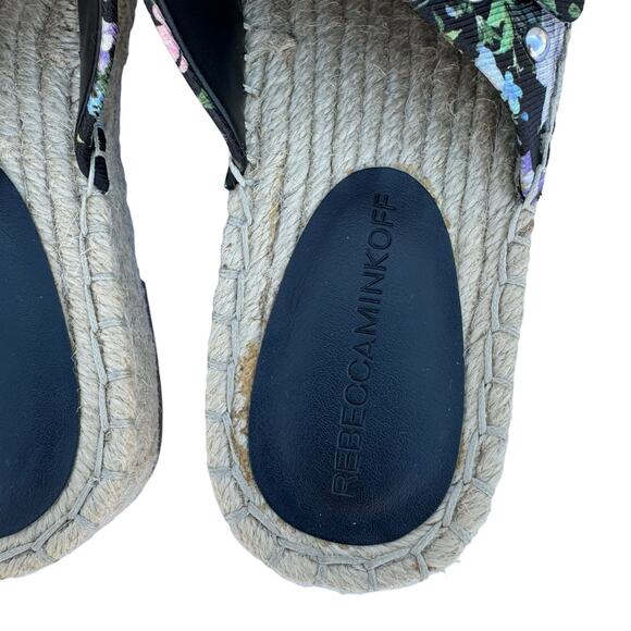 Rebecca Minkoff Jodi Black Pink Floral Double Buckle Strap Espadrilles Sandal 6M - Picture 9 of 10